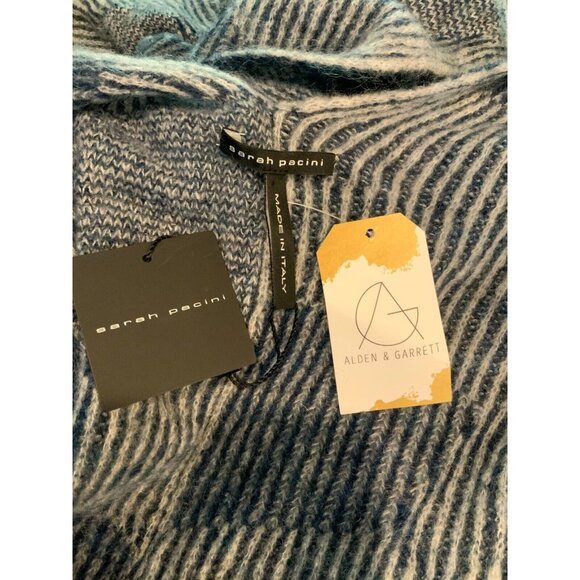 Sarah Pacini Blue Gray Striped Oversized Open Front Wrap Cardigan, One Size, NWT - Picture 5 of 5